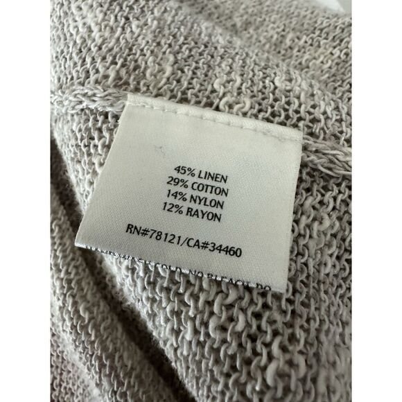 Eileen Fisher beige linen blend 3/4 sleeve open front cardigan Large - Picture 5 of 5